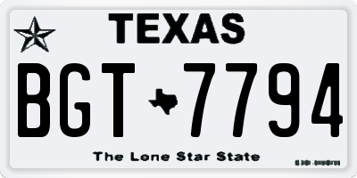 TX license plate BGT7794