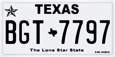TX license plate BGT7797