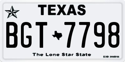 TX license plate BGT7798