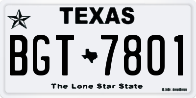TX license plate BGT7801