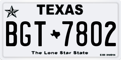 TX license plate BGT7802