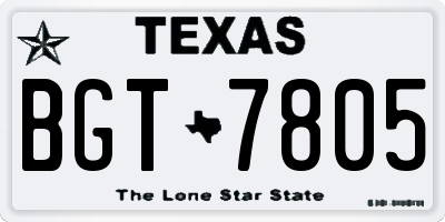 TX license plate BGT7805