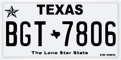 TX license plate BGT7806