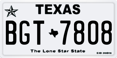 TX license plate BGT7808