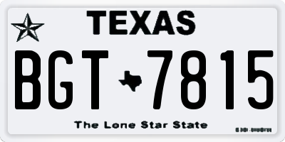 TX license plate BGT7815
