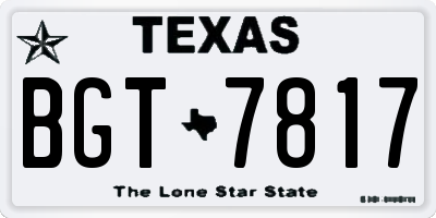 TX license plate BGT7817