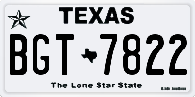 TX license plate BGT7822