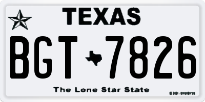 TX license plate BGT7826
