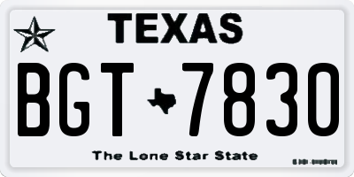 TX license plate BGT7830