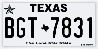 TX license plate BGT7831