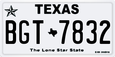 TX license plate BGT7832