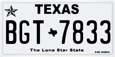 TX license plate BGT7833
