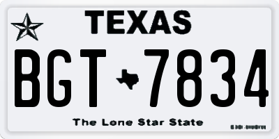 TX license plate BGT7834