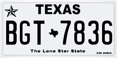 TX license plate BGT7836