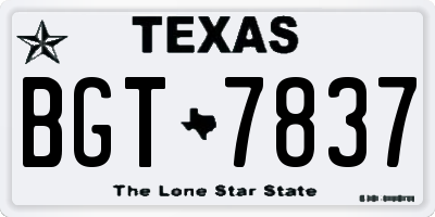 TX license plate BGT7837
