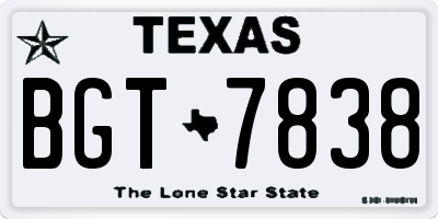 TX license plate BGT7838