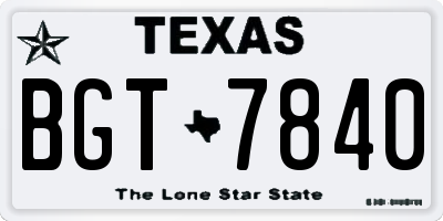 TX license plate BGT7840
