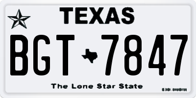 TX license plate BGT7847