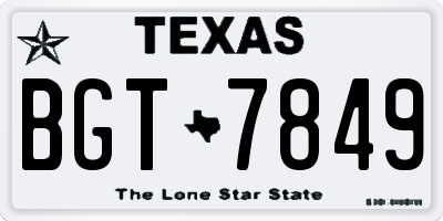 TX license plate BGT7849