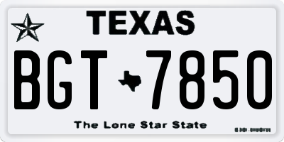TX license plate BGT7850