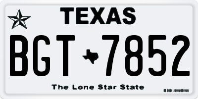 TX license plate BGT7852