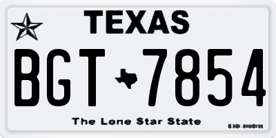 TX license plate BGT7854
