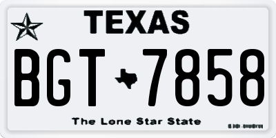 TX license plate BGT7858