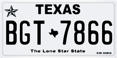 TX license plate BGT7866