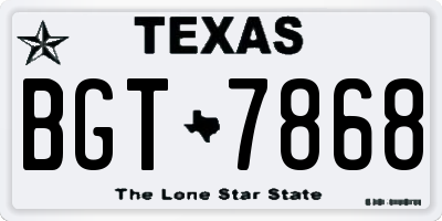 TX license plate BGT7868