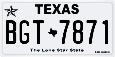 TX license plate BGT7871