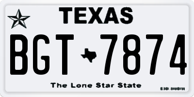 TX license plate BGT7874