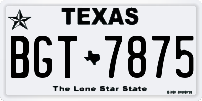 TX license plate BGT7875