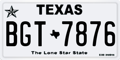 TX license plate BGT7876