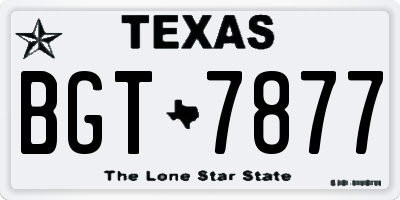 TX license plate BGT7877