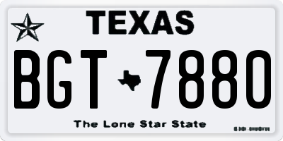 TX license plate BGT7880