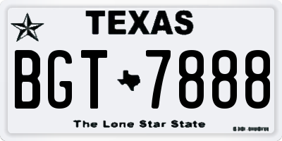 TX license plate BGT7888