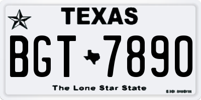 TX license plate BGT7890