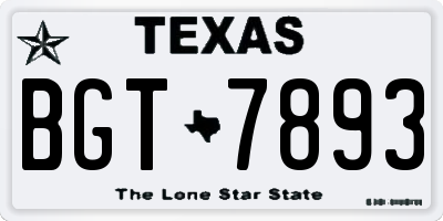 TX license plate BGT7893