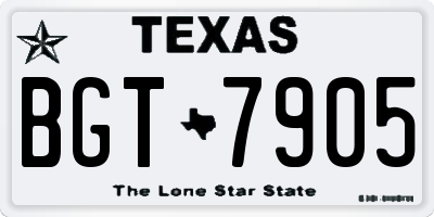 TX license plate BGT7905