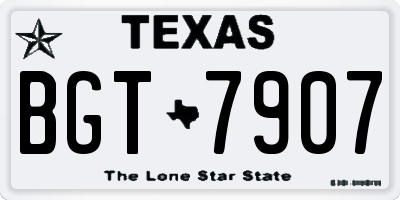 TX license plate BGT7907