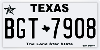 TX license plate BGT7908