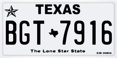 TX license plate BGT7916