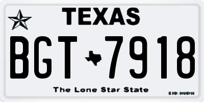 TX license plate BGT7918