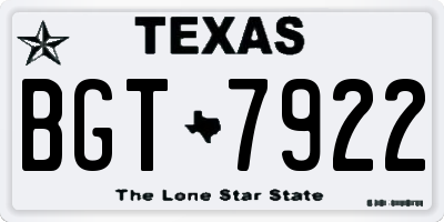 TX license plate BGT7922