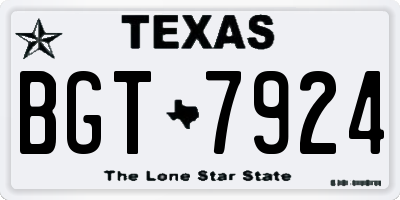 TX license plate BGT7924