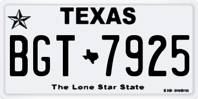 TX license plate BGT7925