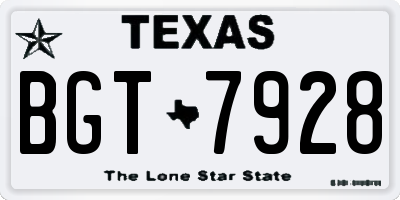 TX license plate BGT7928