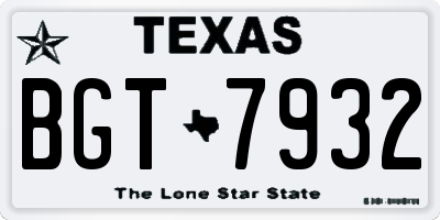 TX license plate BGT7932