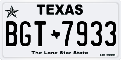 TX license plate BGT7933