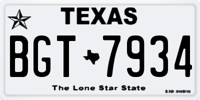 TX license plate BGT7934